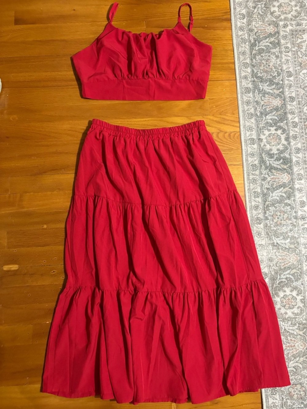 ASOS Red Tiered Maxi Skirt